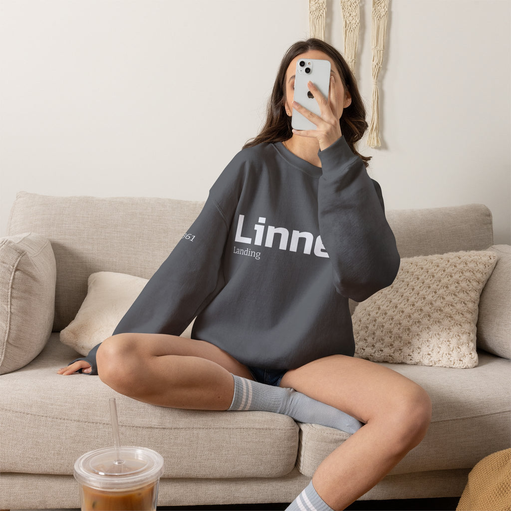 Linnell landing text crewneck sweatshirt | minimalist logo pullover