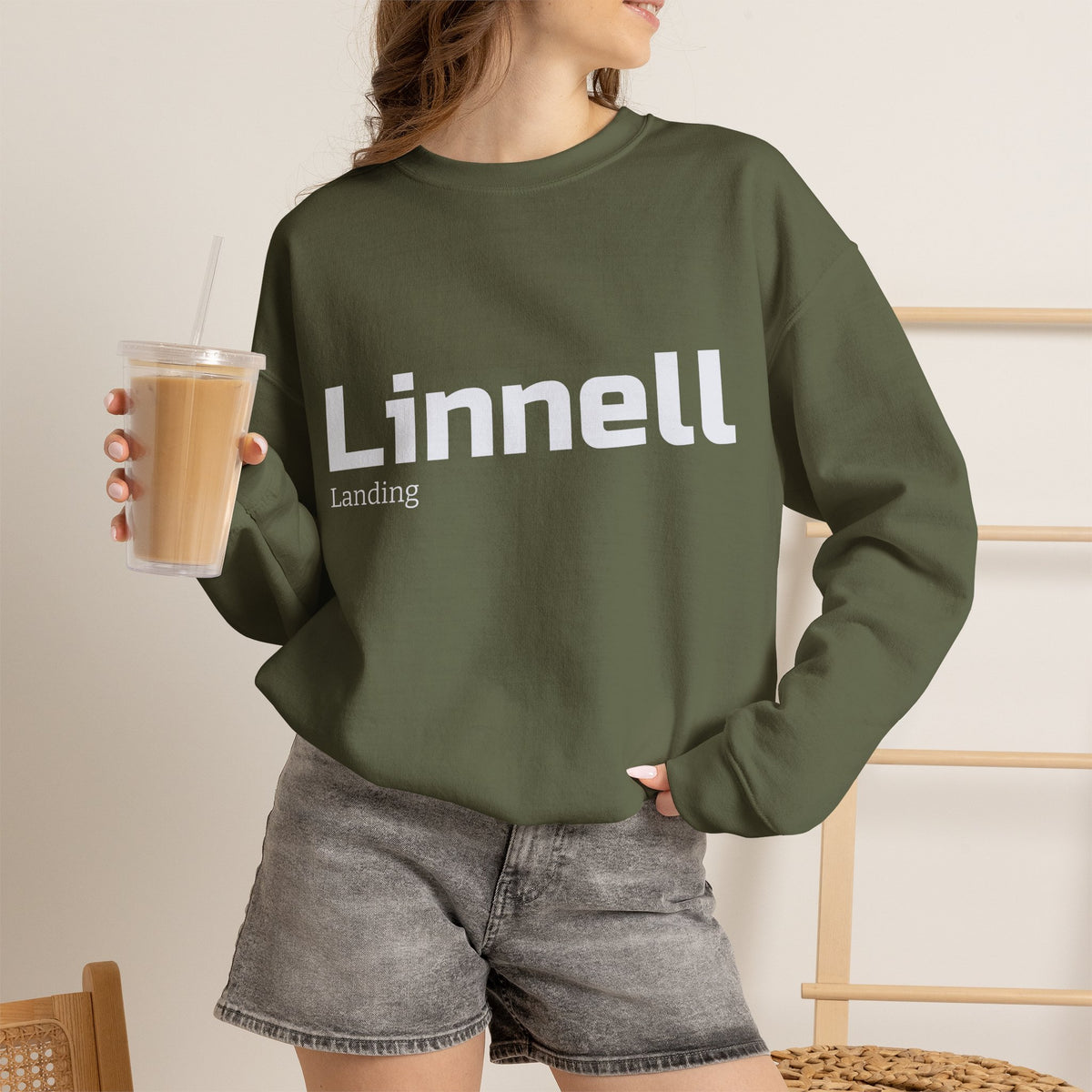 Linnell landing text crewneck sweatshirt | minimalist logo pullover