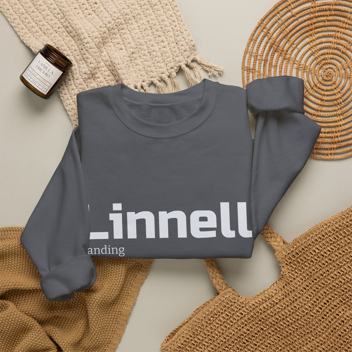 Linnell landing text crewneck sweatshirt | minimalist logo pullover