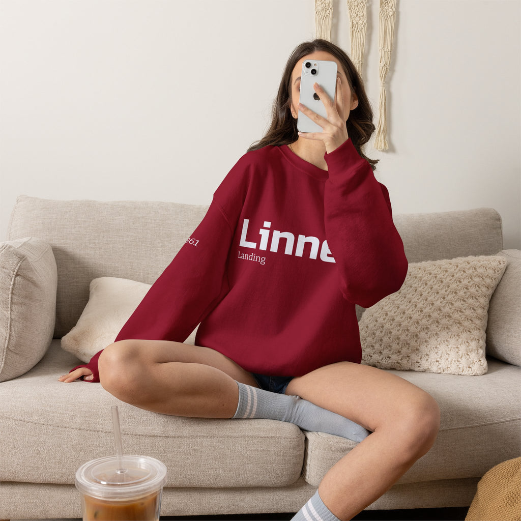 Linnell landing text crewneck sweatshirt | minimalist logo pullover