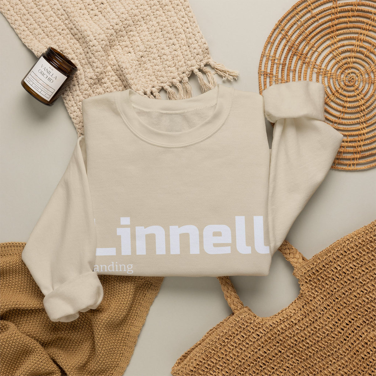 Linnell landing text crewneck sweatshirt | minimalist logo pullover