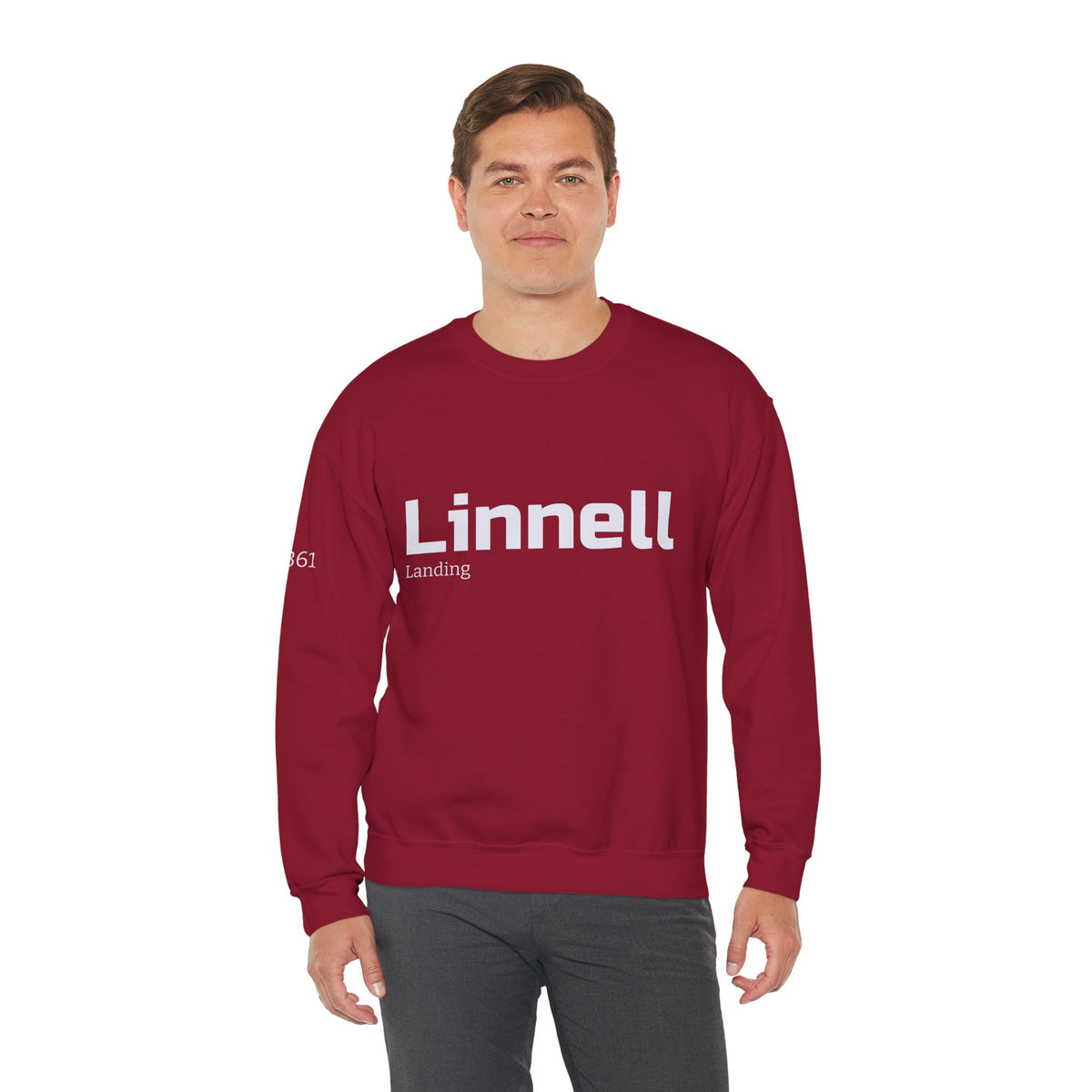 Linnell landing text crewneck sweatshirt | minimalist logo pullover
