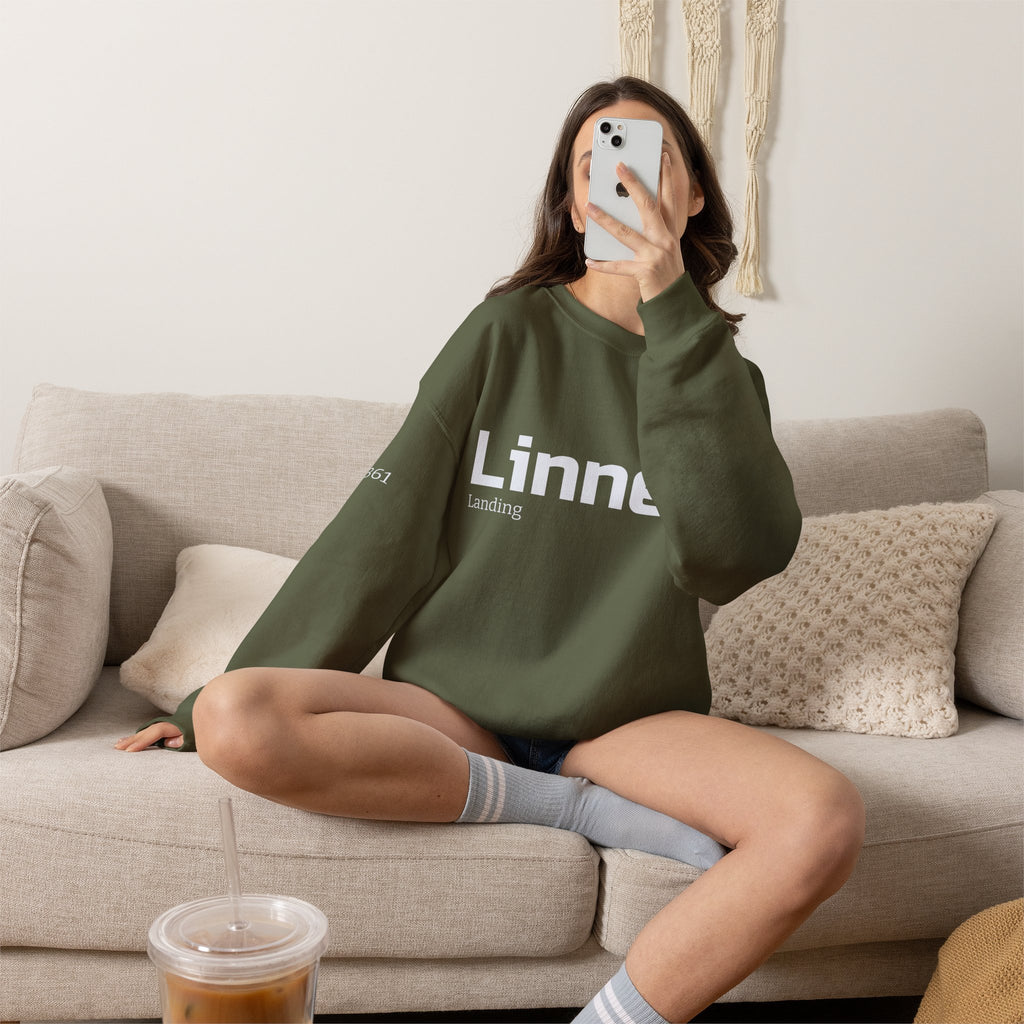 Linnell landing text crewneck sweatshirt | minimalist logo pullover